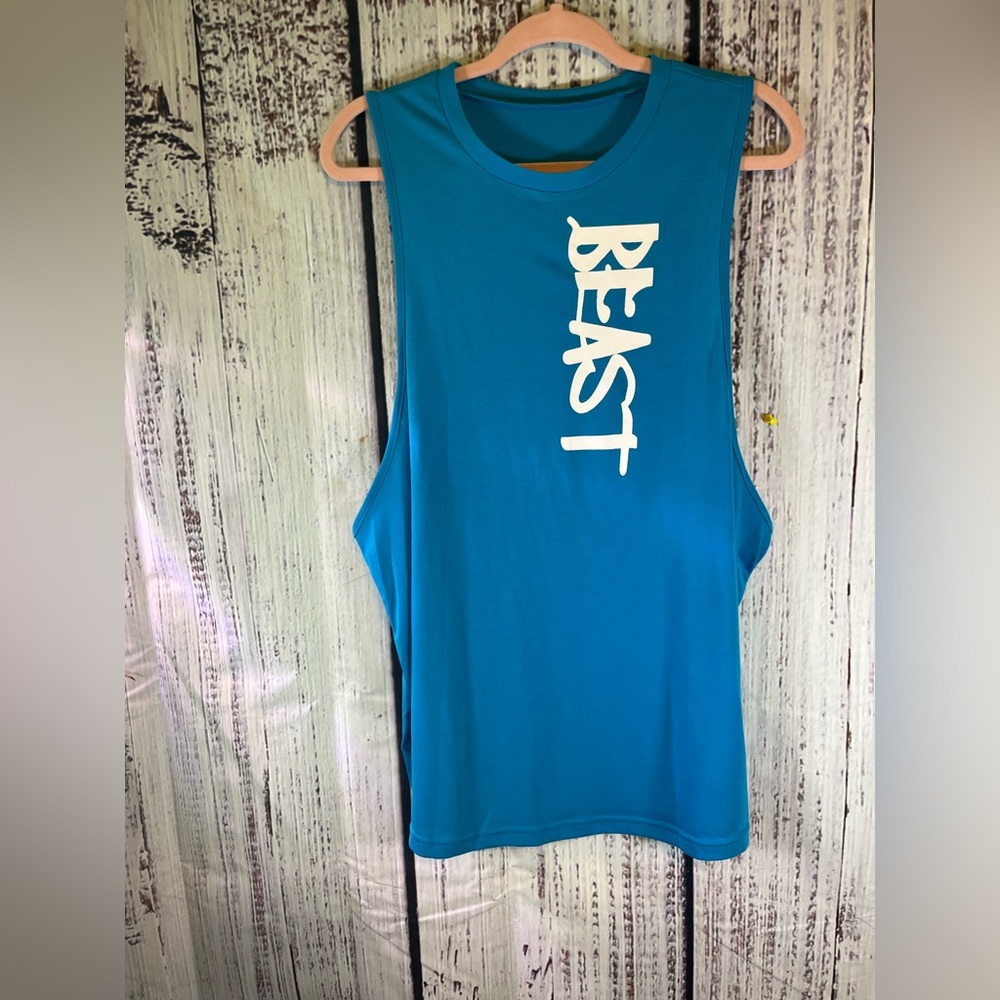 Mens Blue Muscle Shirt, Beast, Plus XXL, Lightweight, Workout, Lifting, NWOT